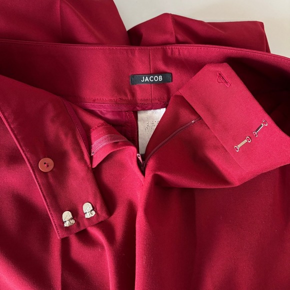 Jacob Size 5/6 Trousers Red Wide Leg Pants Business Chic Office Holiday Party - Picture 8 of 10